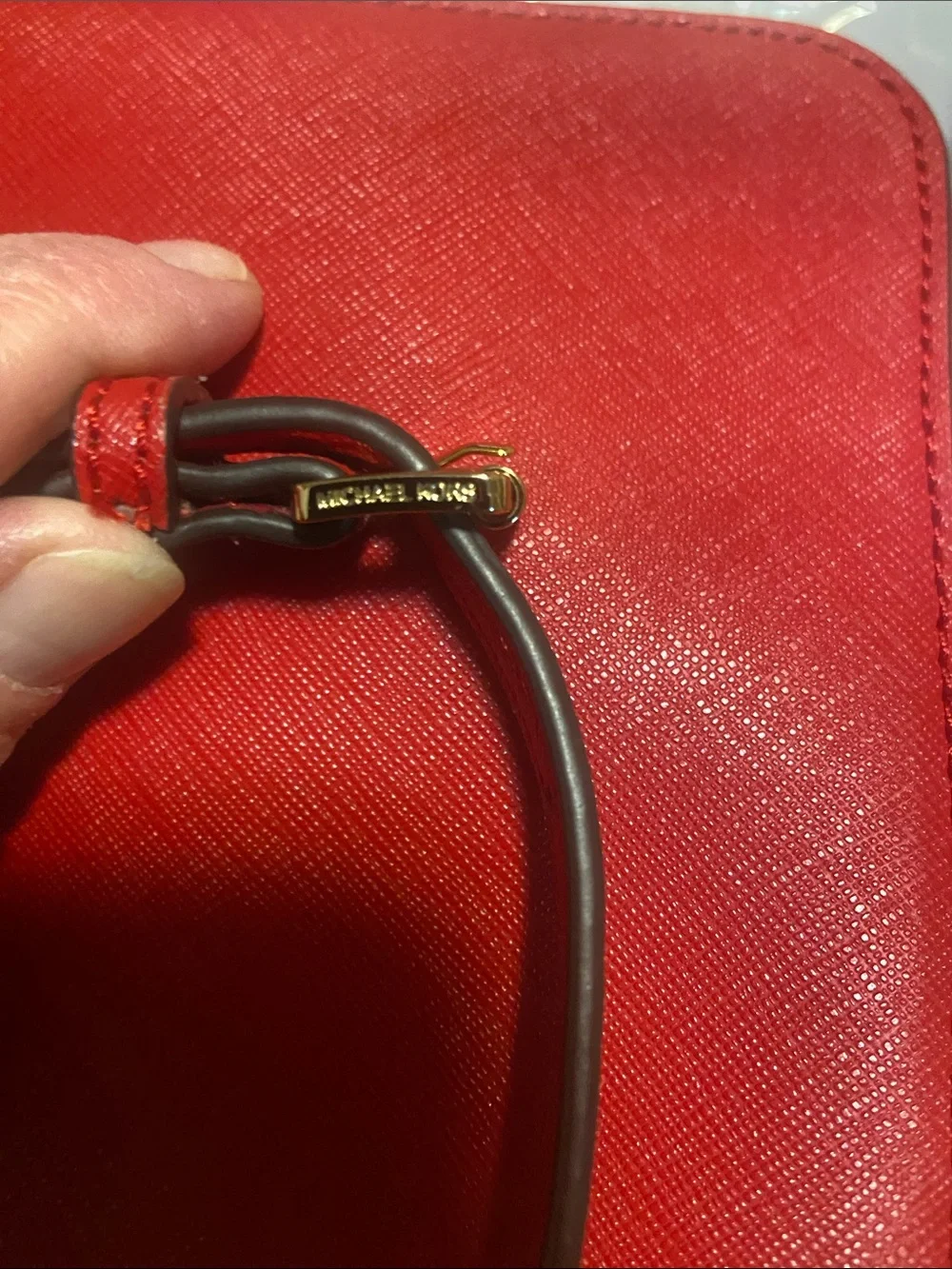 Michael Kors Red Perforated Crossbody with Gold Chain